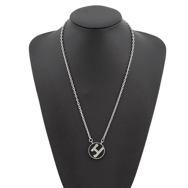 エルメス ネックレス ラビリンス ブラック/シルバー金具 HERMES アクセサリー 黒