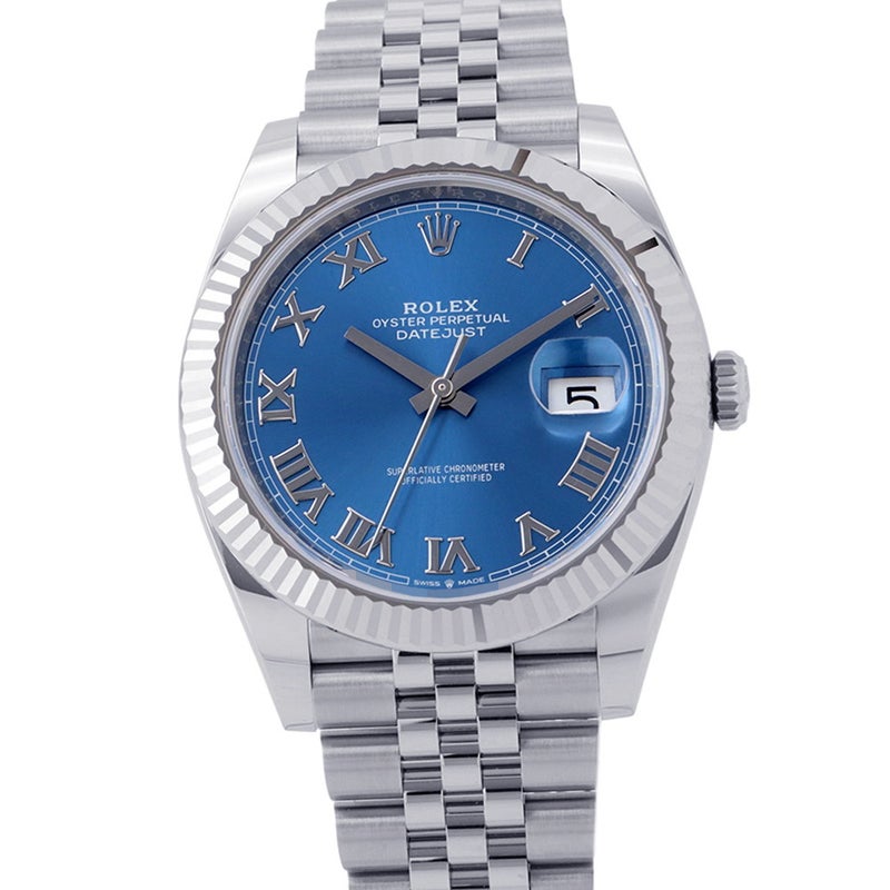 ロレックス デイトジャスト41 SS/K18WGホワイトゴールド ランダムシリアル ルーレット 126334 ROLEX 腕時計 ブルー文字盤