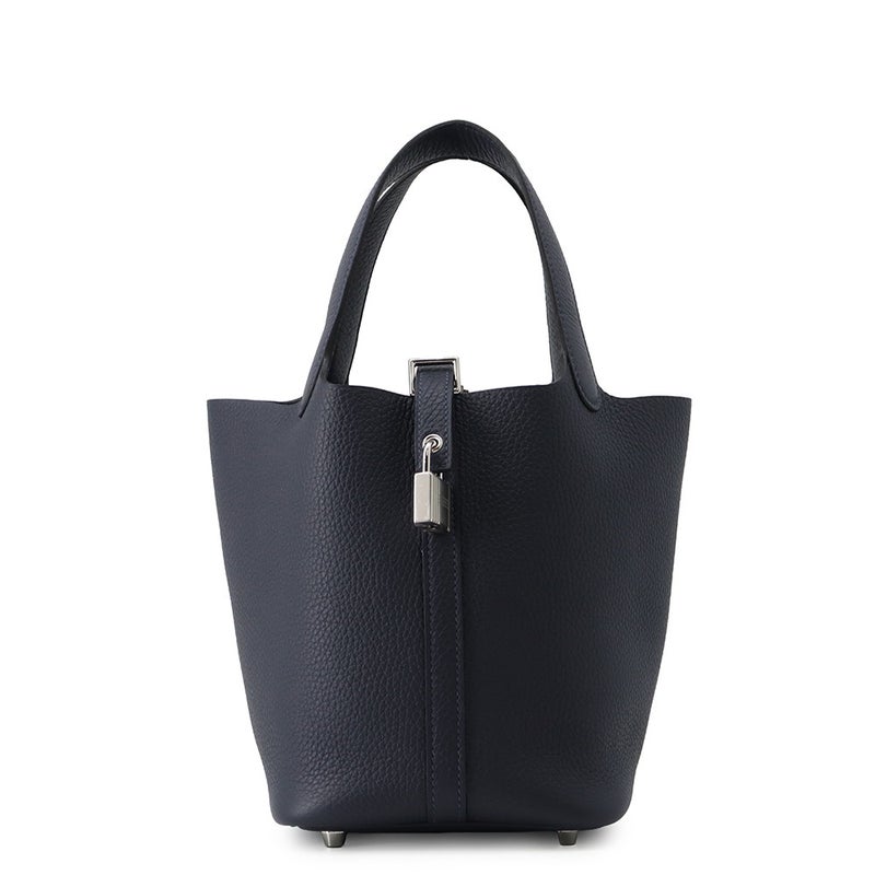 エルメス ハンドバッグ ピコタンロックPM ブルーニュイ/シルバー金具 トリヨンクレマンス K刻印 HERMES トートバッグ