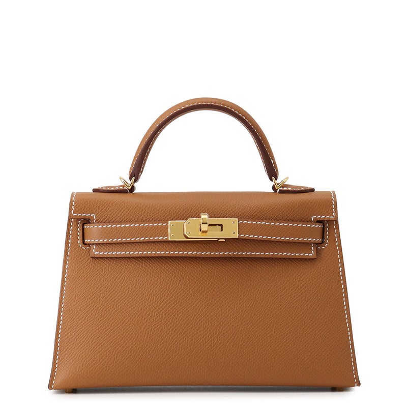 エルメス ハンドバッグ ミニケリー 外縫い ゴールド/ゴールド金具 エプソン K刻印 HERMES Kelly 2wayバッグ