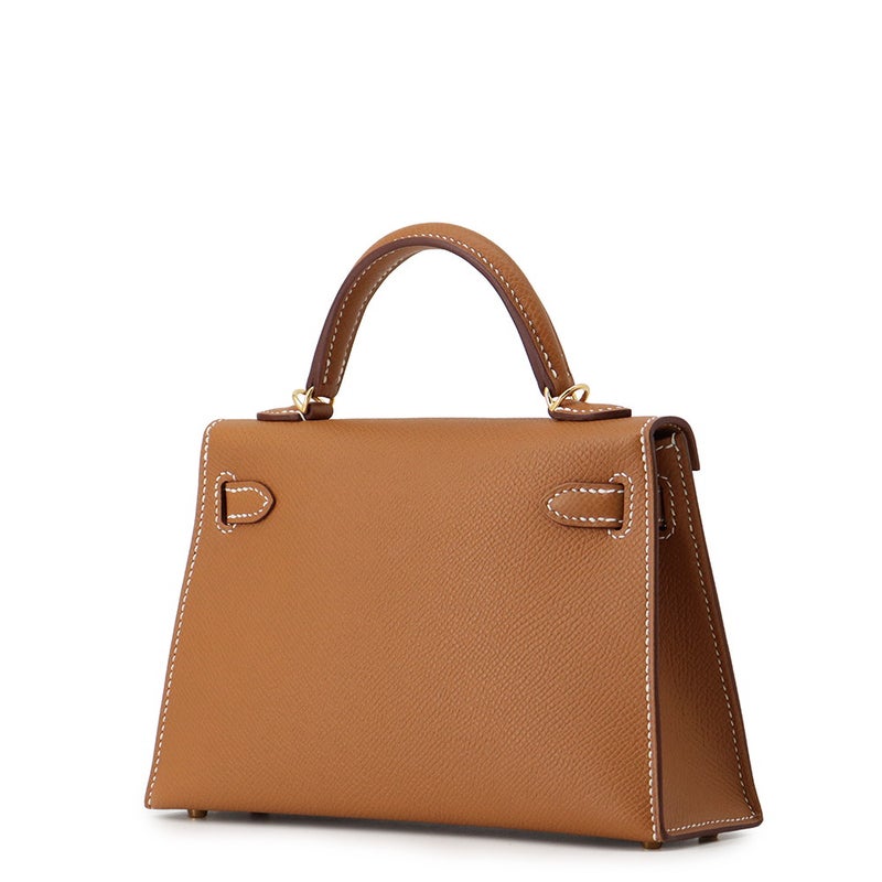 エルメス ハンドバッグ ミニケリー 外縫い ゴールド/ゴールド金具 エプソン K刻印 HERMES Kelly 2wayバッグ