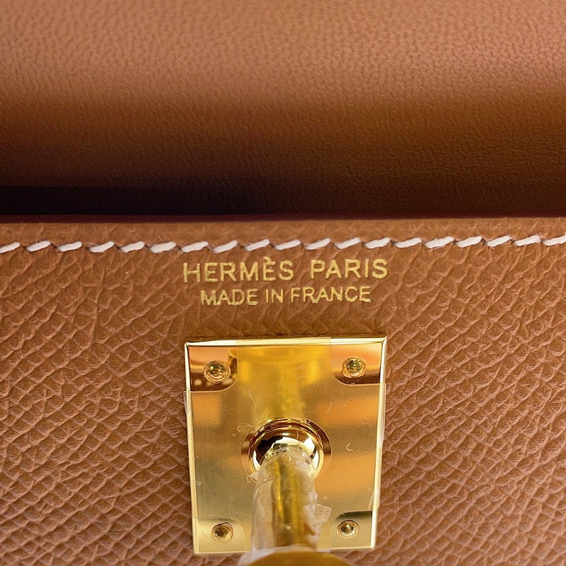 エルメス ハンドバッグ ミニケリー 外縫い ゴールド/ゴールド金具 エプソン K刻印 HERMES Kelly 2wayバッグ