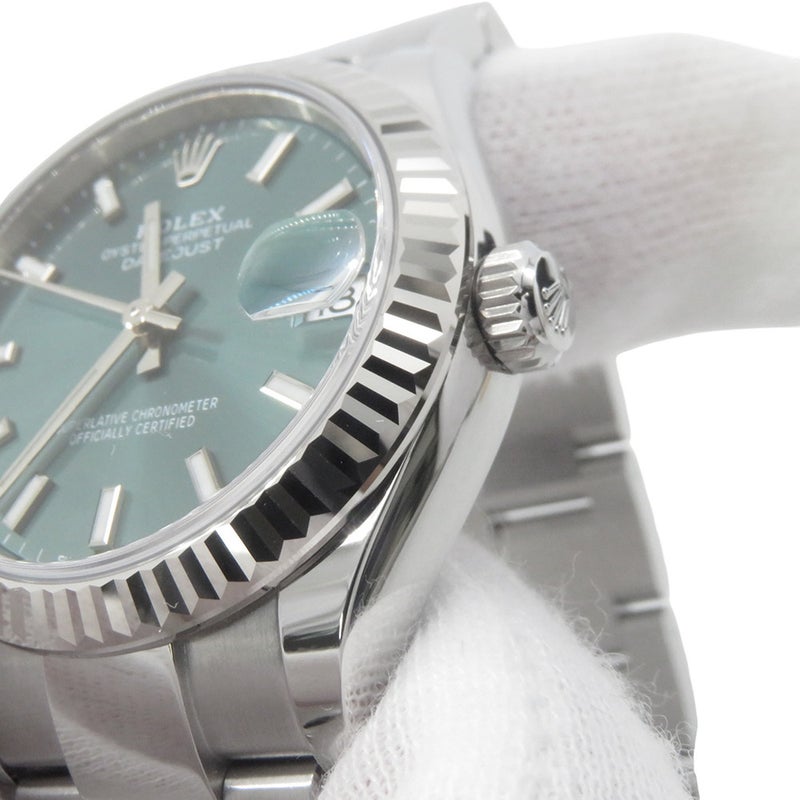 ロレックス デイトジャスト31 SS/K18WG ランダムシリアル ルーレット 278274 ROLEX 腕時計 ミントグリーン文字盤