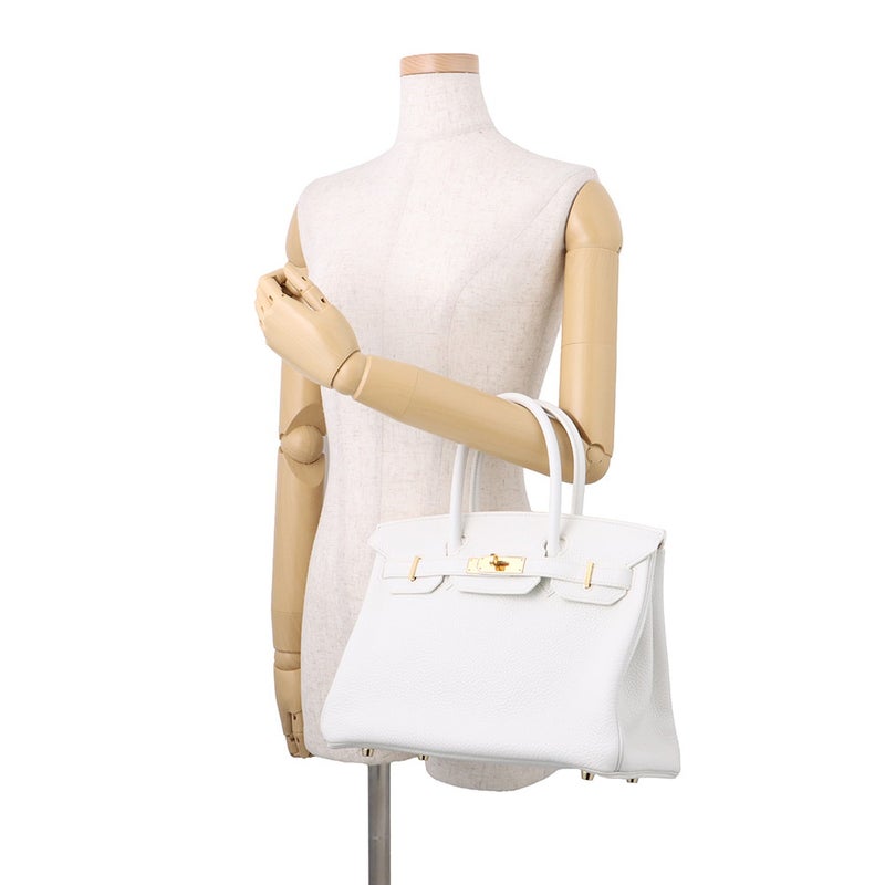 エルメス バーキン30 ホワイト/ゴールド金具 トリヨンクレマンス R刻印 HERMES Birkin ハンドバッグ 白
