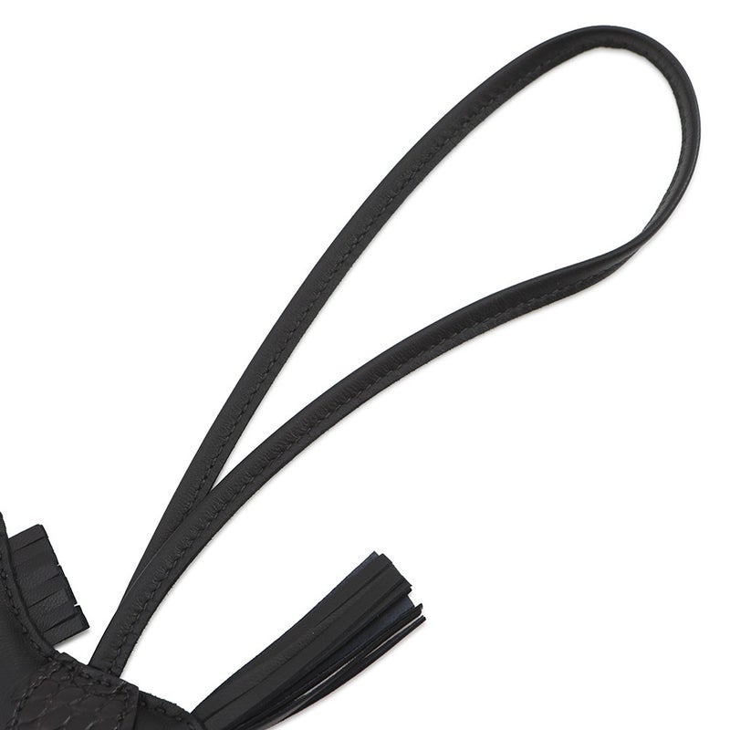 エルメス バッグチャーム ロデオPM タッチ ブラック ラムスキン/アリゲータマット G刻印 HERMES 黒