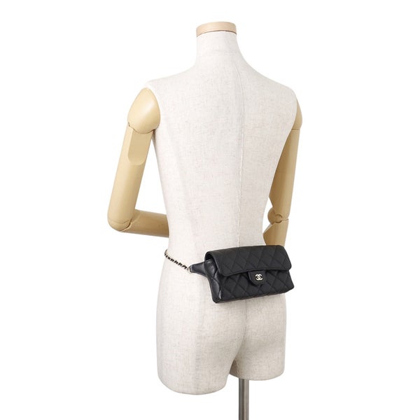 シャネル ボディバッグ ココマーク マトラッセ チェーン ウエストバッグ キャビアスキン AP5034 CHANEL 黒
