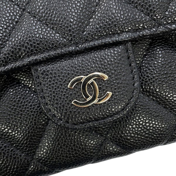 シャネル ボディバッグ ココマーク マトラッセ チェーン ウエストバッグ キャビアスキン AP5034 CHANEL 黒