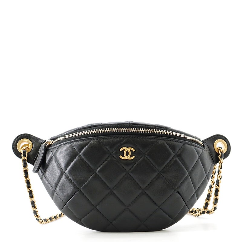 シャネル ボディバッグ マトラッセ ココマーク ラムスキン AP4242 CHANEL ココボール ウエストバッグ 黒
