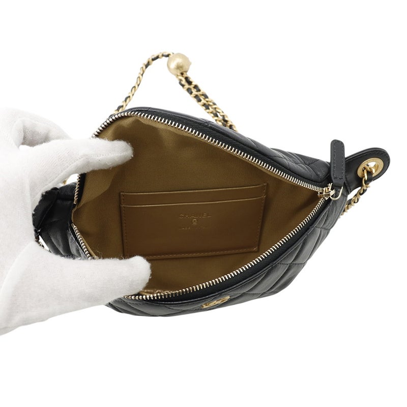 シャネル ボディバッグ マトラッセ ココマーク ラムスキン AP4242 CHANEL ココボール ウエストバッグ 黒
