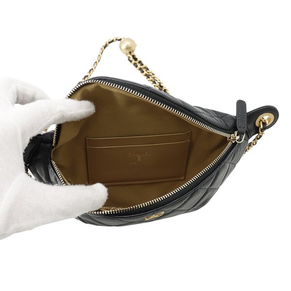 シャネル ボディバッグ マトラッセ ココマーク ラムスキン AP4242 CHANEL ココボール ウエストバッグ 黒