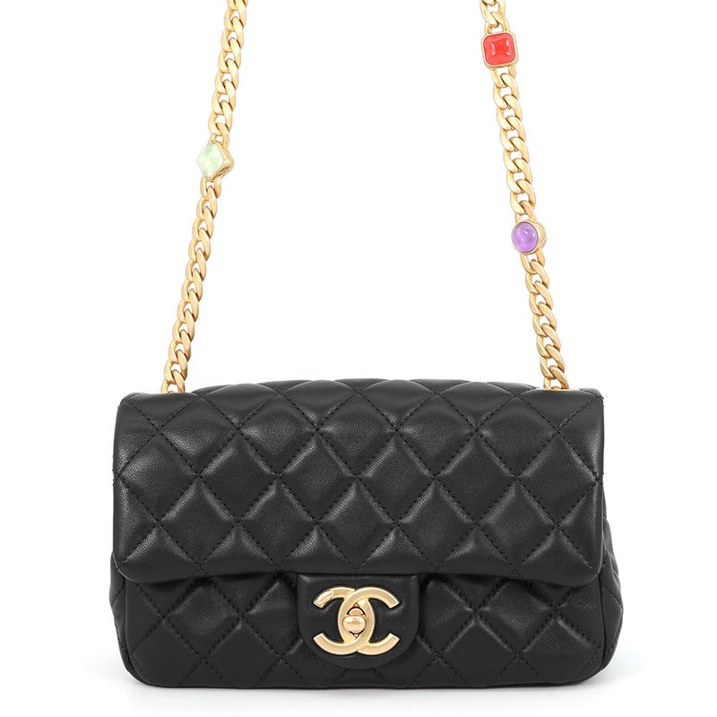シャネル チェーンショルダーバッグ ココマーク ミニマトラッセ ラムスキン AS2380 CHANEL 黒