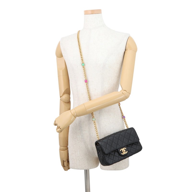 シャネル チェーンショルダーバッグ ココマーク ミニマトラッセ ラムスキン AS2380 CHANEL 黒
