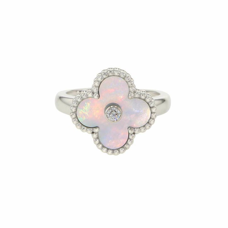 ヴァンクリーフ&アーペル リング ヴィンテージ アルハンブラ リング マザーオブパール ダイヤ 1P 0.05ct K18WG サイズ52 VCARF48900