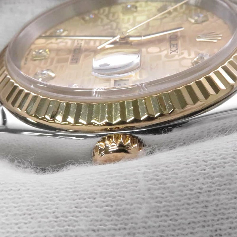 ロレックス デイトジャスト F番 SS/K18YG 116233G ROLEX 腕時計 シャンパン/コンピューター文字盤 10Pダイヤ