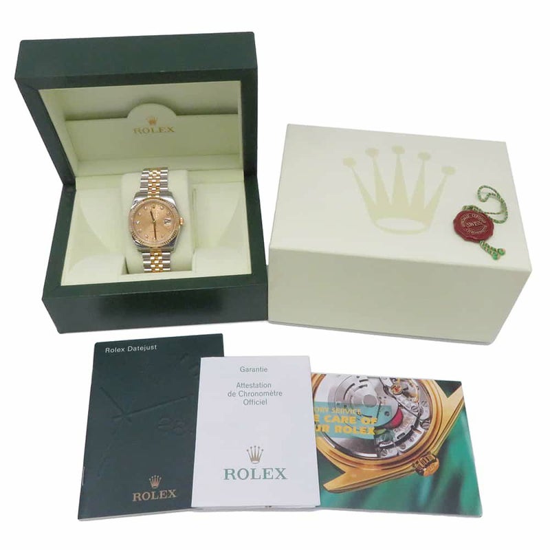 ロレックス デイトジャスト F番 SS/K18YG 116233G ROLEX 腕時計 シャンパン/コンピューター文字盤 10Pダイヤ