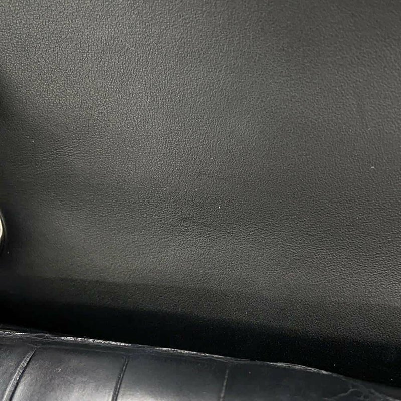 シャネル チェーンショルダーバッグ マトラッセ25 ココマーク ダブルチェーン クロコダイルマット CHANEL 黒