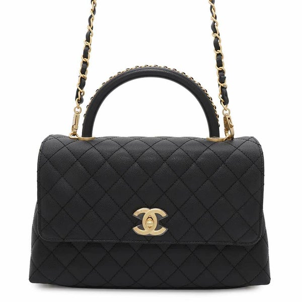 シャネル ハンドバッグ マトラッセ ココマーク ココハンドル フラップ キャビアスキン A92991 2way 黒