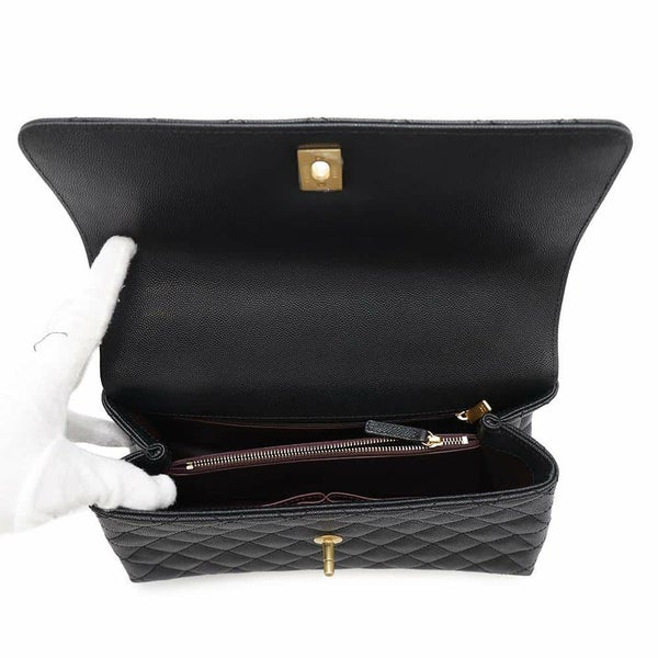 シャネル ハンドバッグ マトラッセ ココマーク ココハンドル フラップ キャビアスキン A92991 2way 黒