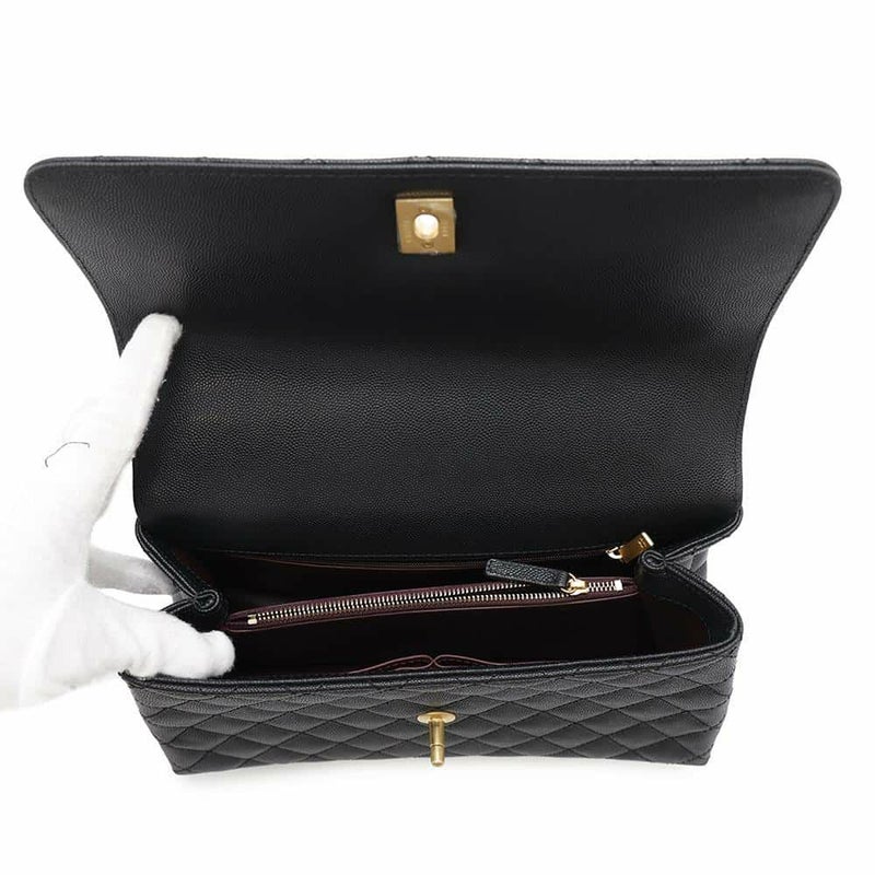 シャネル ハンドバッグ マトラッセ ココマーク ココハンドル フラップ キャビアスキン A92991 2way 黒