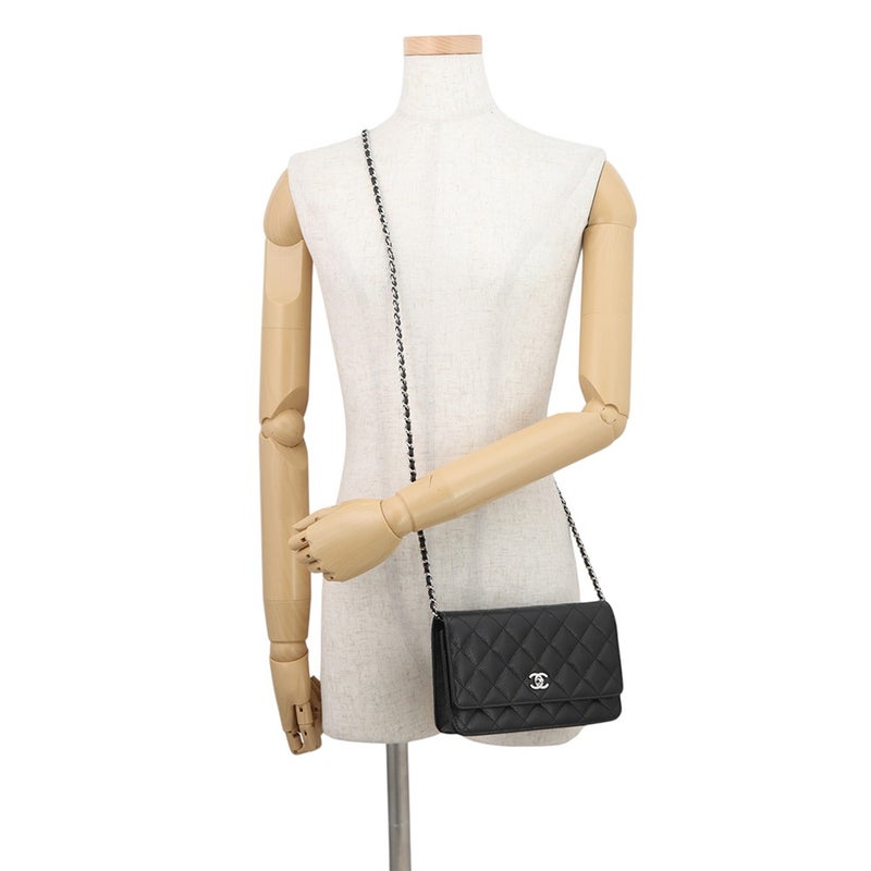 シャネル チェーンウォレット マトラッセ ココマーク キャビアスキン AP4241 CHANEL 財布 黒