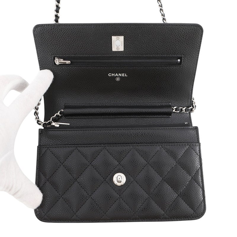 シャネル チェーンウォレット マトラッセ ココマーク キャビアスキン AP4241 CHANEL 財布 黒