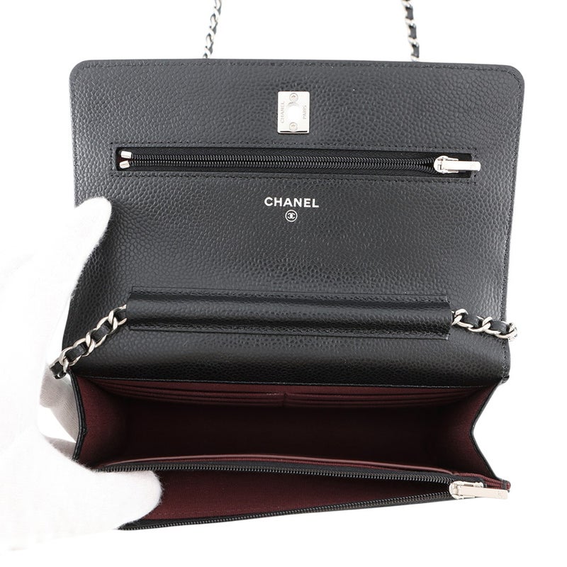 シャネル チェーンウォレット マトラッセ ココマーク キャビアスキン AP4241 CHANEL 財布 黒