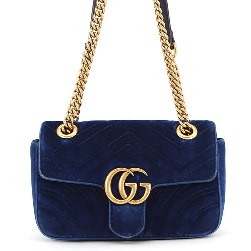 グッチ チェーンショルダーバッグ GGマーモント シェブロン ベロア スモール 446744 GUCCI