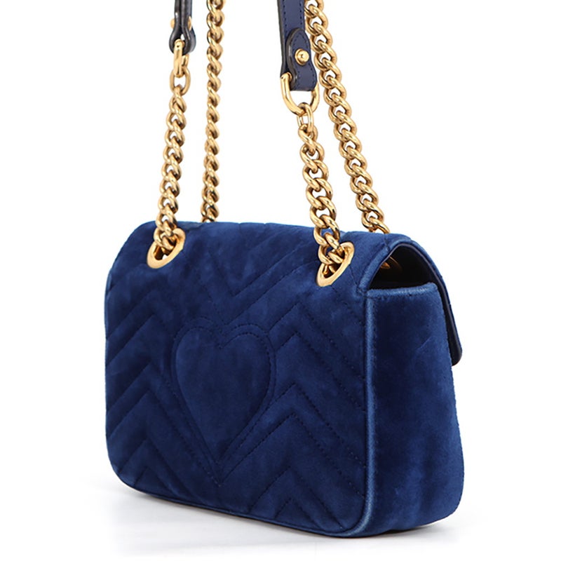 グッチ チェーンショルダーバッグ GGマーモント シェブロン ベロア スモール 446744 GUCCI