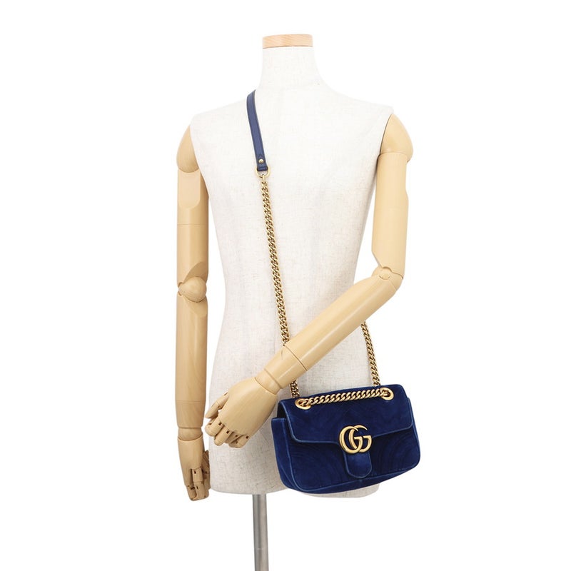 グッチ チェーンショルダーバッグ GGマーモント シェブロン ベロア スモール 446744 GUCCI
