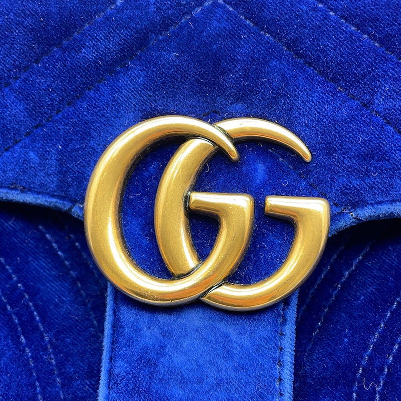グッチ チェーンショルダーバッグ GGマーモント シェブロン ベロア スモール 446744 GUCCI