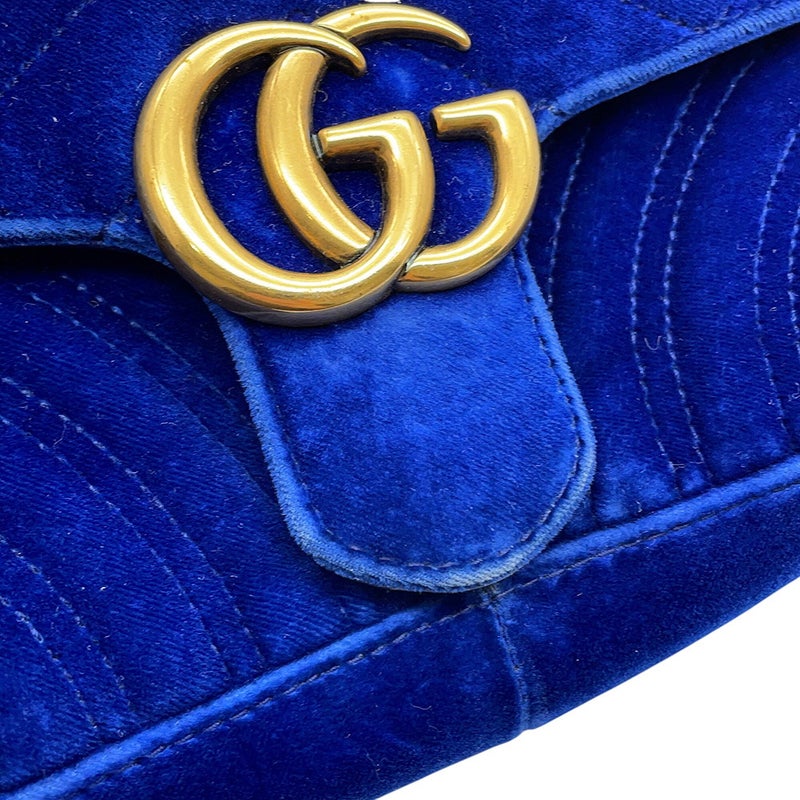 グッチ チェーンショルダーバッグ GGマーモント シェブロン ベロア スモール 446744 GUCCI