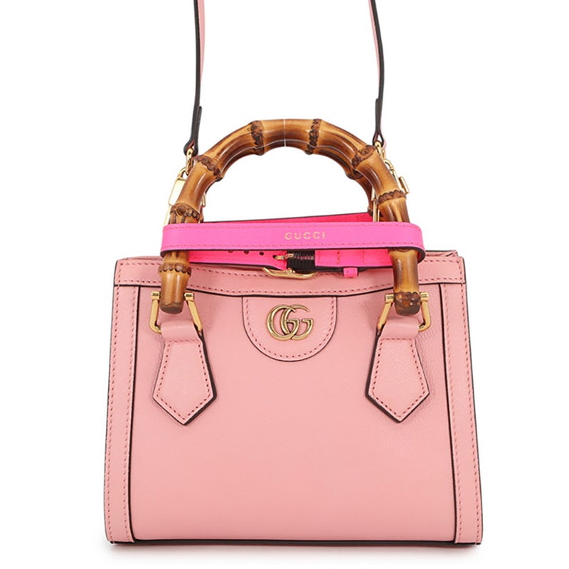 グッチ ハンドバッグ ダイアナ ミニ GG レザー/バンブー 655661 GUCCI 2wayショルダー