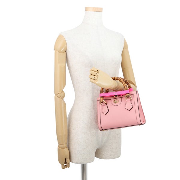 グッチ ハンドバッグ ダイアナ ミニ GG レザー/バンブー 655661 GUCCI 2wayショルダー
