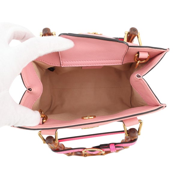 グッチ ハンドバッグ ダイアナ ミニ GG レザー/バンブー 655661 GUCCI 2wayショルダー