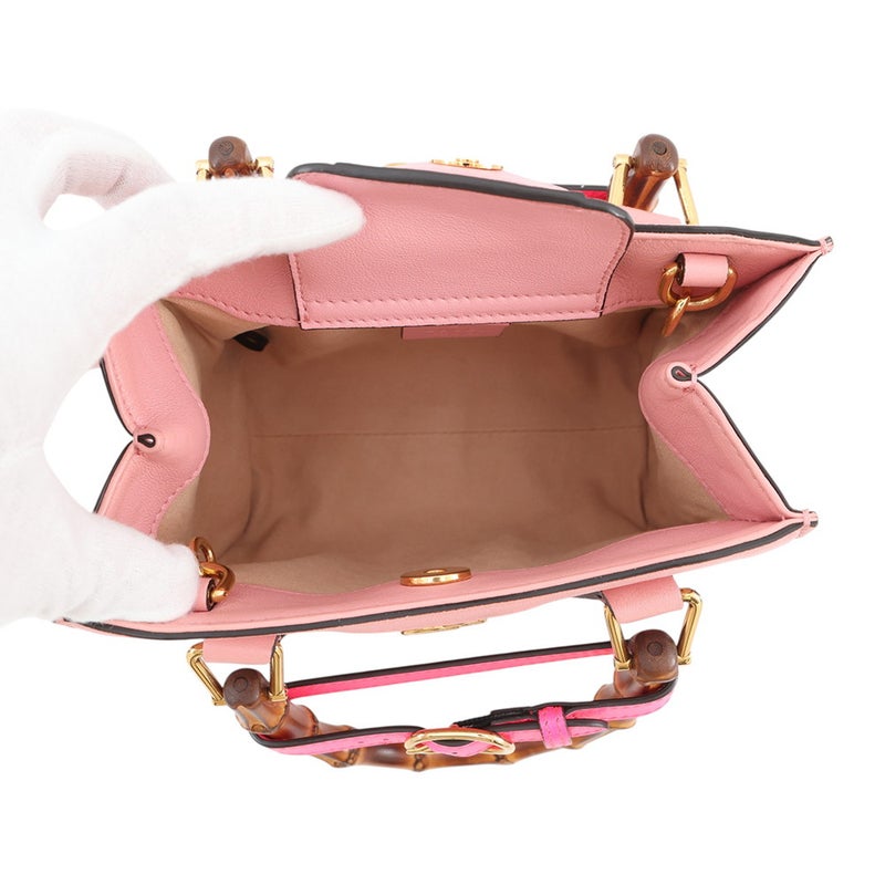 グッチ ハンドバッグ ダイアナ ミニ GG レザー/バンブー 655661 GUCCI 2wayショルダー