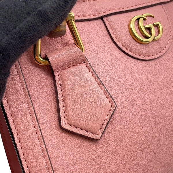 グッチ ハンドバッグ ダイアナ ミニ GG レザー/バンブー 655661 GUCCI 2wayショルダー
