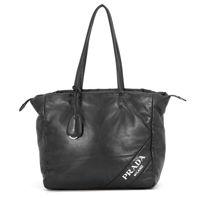 プラダ トートバッグ ロゴ レザー 1BG223 PRADA 黒