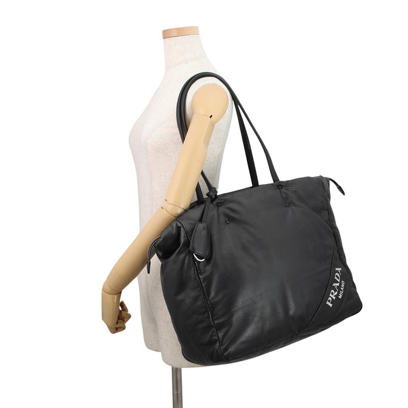 プラダ トートバッグ ロゴ レザー 1BG223 PRADA 黒