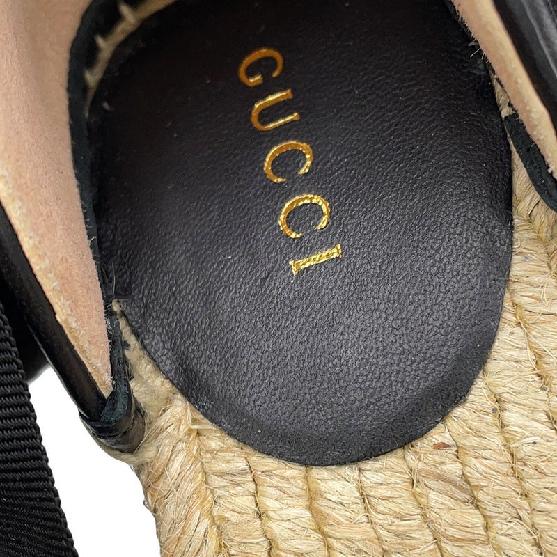 グッチ サンダル GGマーモント レースアップ エスパドリーユ ウェッジソール レディースサイズ34 1/2 573023 GUCCI 靴 黒