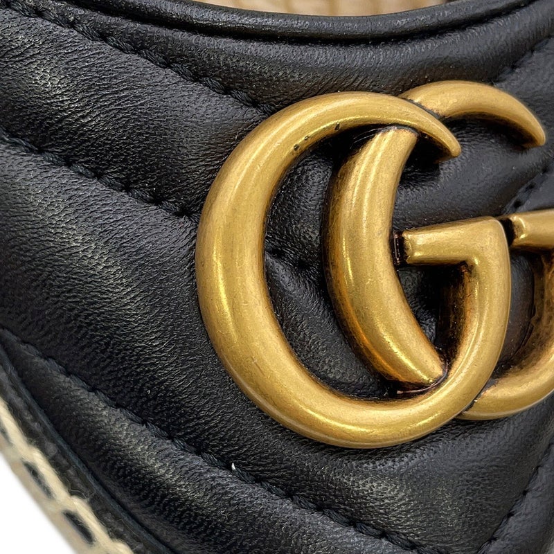 グッチ サンダル GGマーモント レースアップ エスパドリーユ ウェッジソール レディースサイズ34 1/2 573023 GUCCI 靴 黒