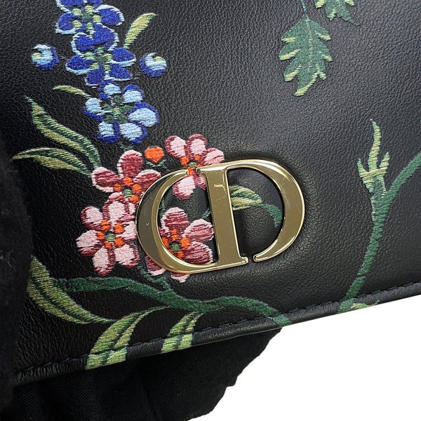 クリスチャン・ディオール チェーンウォレット カロ フラワープリント レザー S5134OBQJ Christian Dior 黒 セール品