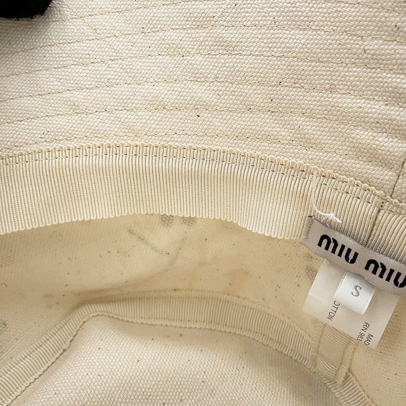 ミュウミュウ ハット ペイント バケットハット コットン サイズS Miu Miu 白 帽子