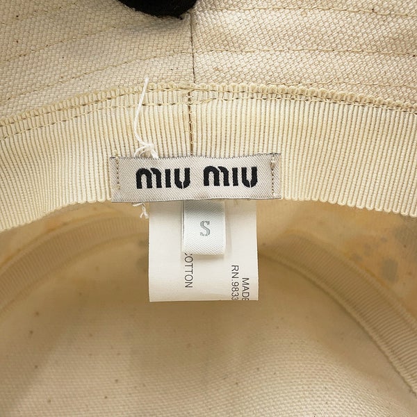ミュウミュウ ハット ペイント バケットハット コットン サイズS Miu Miu 白 帽子