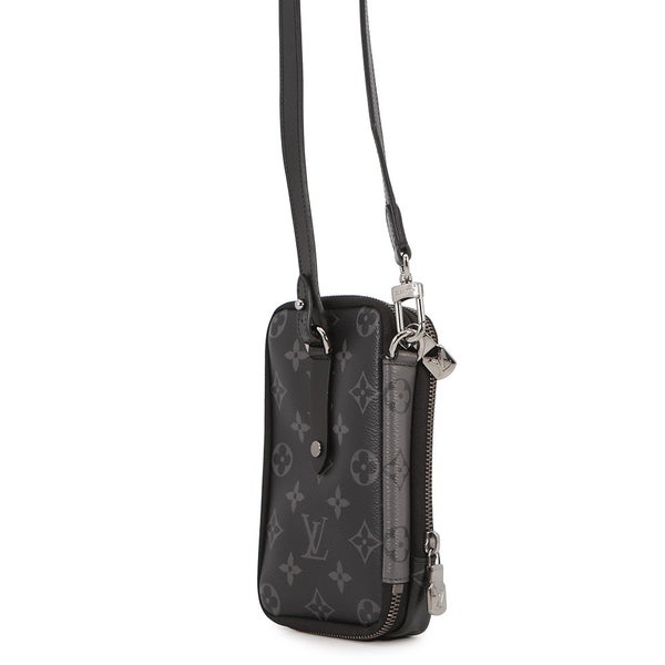 ルイヴィトン ショルダーバッグ モノグラム・エクリプス リバース ダブル フォン ポーチ M69534 LOUIS VUITTON 黒 ブラック