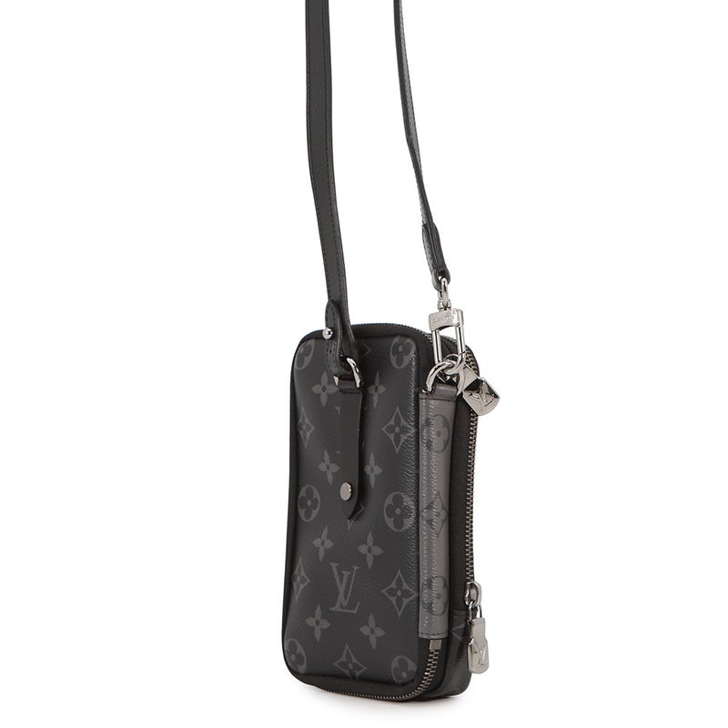 ルイヴィトン ショルダーバッグ モノグラム・エクリプス リバース ダブル フォン ポーチ M69534 LOUIS VUITTON 黒 ブラック