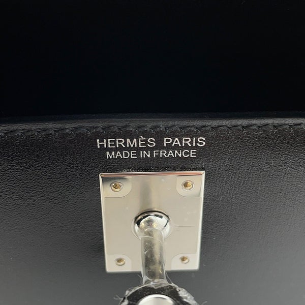 エルメス ハンドバッグ ミニケリー 外縫い ブラック/シルバー金具 ボックスカーフ K刻印 HERMES Kelly 2wayバッグ 黒