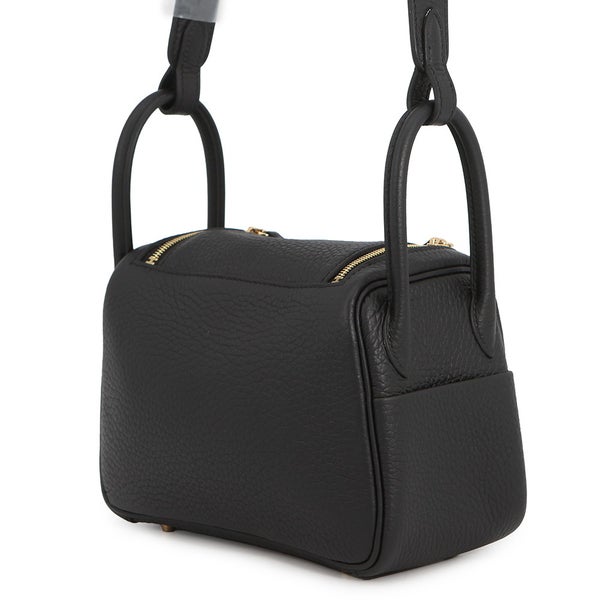 エルメス ハンドバッグ リンディ ミニ ブラック/ゴールド金具 トリヨンクレマンス K刻印 HERMES バッグ 2wayショルダーバッグ 黒
