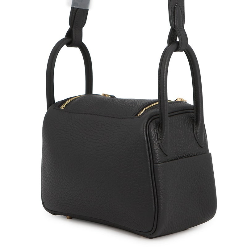 エルメス ハンドバッグ リンディ ミニ ブラック/ゴールド金具 トリヨンクレマンス K刻印 HERMES バッグ 2wayショルダーバッグ 黒