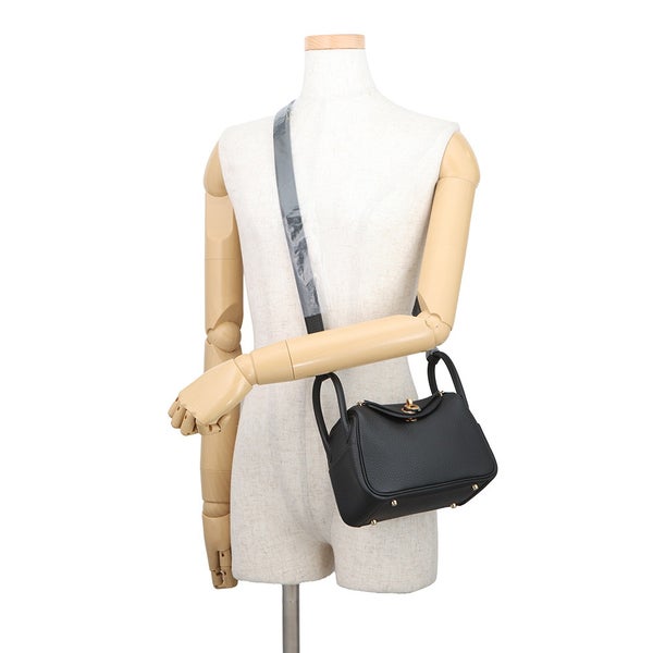 エルメス ハンドバッグ リンディ ミニ ブラック/ゴールド金具 トリヨンクレマンス K刻印 HERMES バッグ 2wayショルダーバッグ 黒