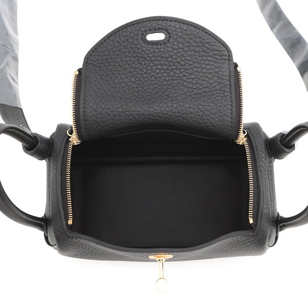 エルメス ハンドバッグ リンディ ミニ ブラック/ゴールド金具 トリヨンクレマンス K刻印 HERMES バッグ 2wayショルダーバッグ 黒